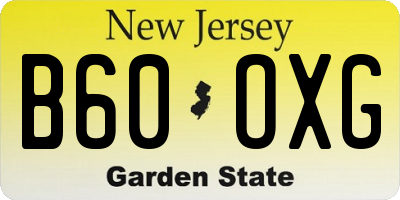 NJ license plate B60OXG