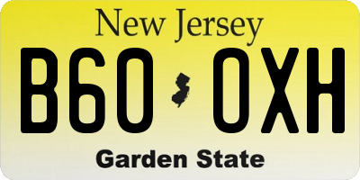NJ license plate B60OXH