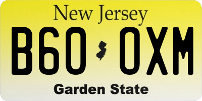 NJ license plate B60OXM