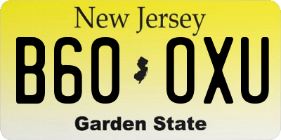 NJ license plate B60OXU