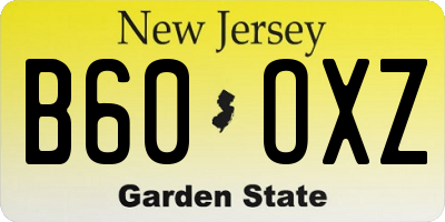 NJ license plate B60OXZ