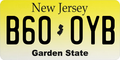 NJ license plate B60OYB