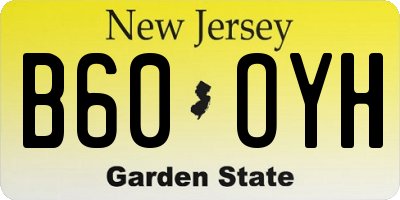 NJ license plate B60OYH