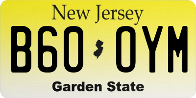 NJ license plate B60OYM