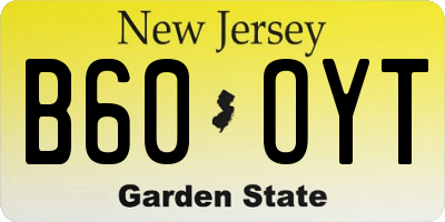 NJ license plate B60OYT