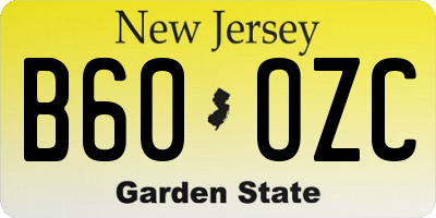 NJ license plate B60OZC