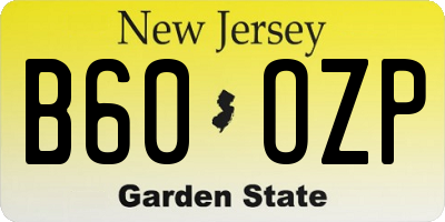 NJ license plate B60OZP