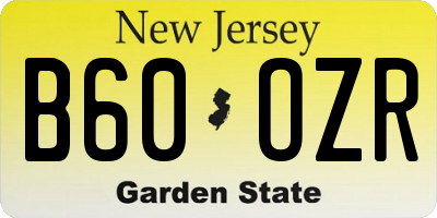 NJ license plate B60OZR