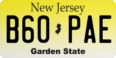 NJ license plate B60PAE