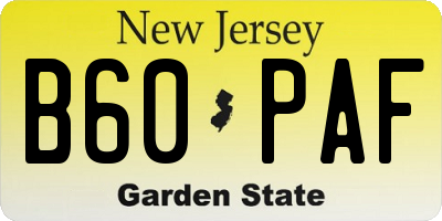 NJ license plate B60PAF