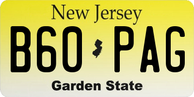 NJ license plate B60PAG