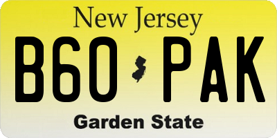 NJ license plate B60PAK