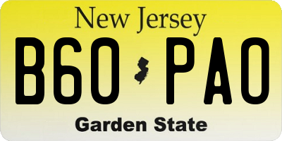 NJ license plate B60PAO
