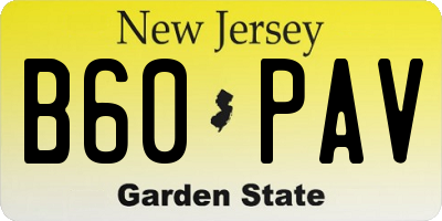 NJ license plate B60PAV