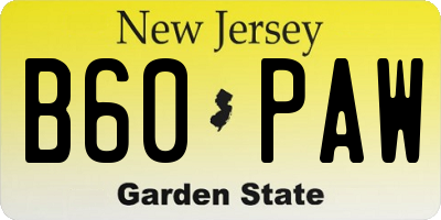 NJ license plate B60PAW