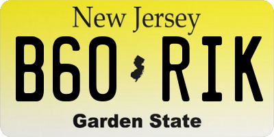 NJ license plate B60RIK