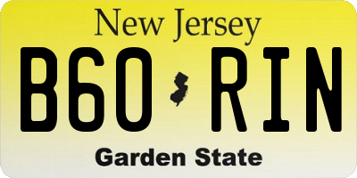 NJ license plate B60RIN