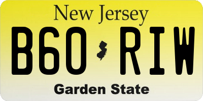 NJ license plate B60RIW