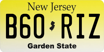 NJ license plate B60RIZ