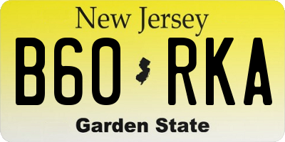 NJ license plate B60RKA
