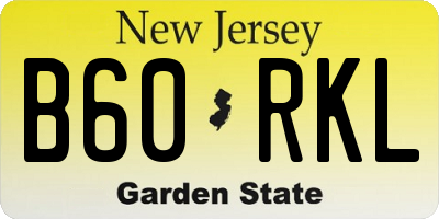 NJ license plate B60RKL