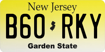 NJ license plate B60RKY