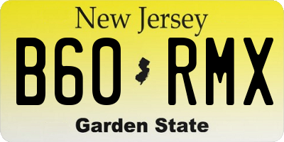 NJ license plate B60RMX