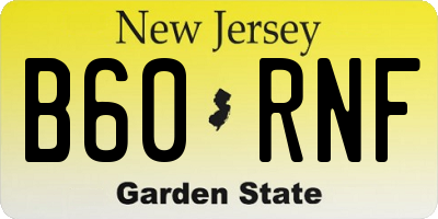 NJ license plate B60RNF