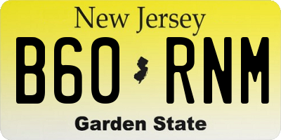 NJ license plate B60RNM