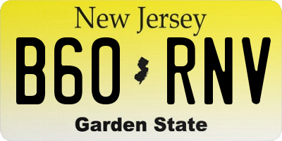 NJ license plate B60RNV