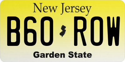 NJ license plate B60ROW
