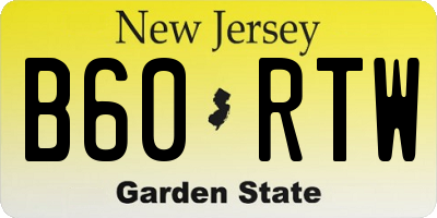 NJ license plate B60RTW