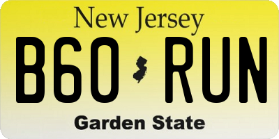 NJ license plate B60RUN