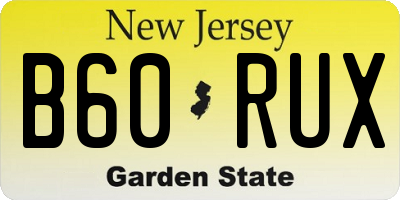 NJ license plate B60RUX