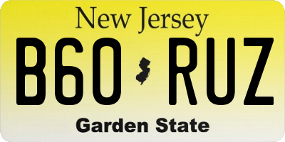 NJ license plate B60RUZ