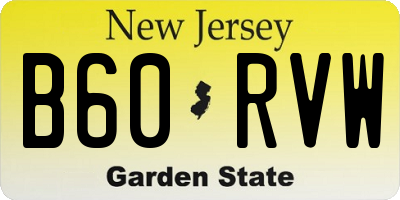 NJ license plate B60RVW