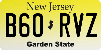 NJ license plate B60RVZ