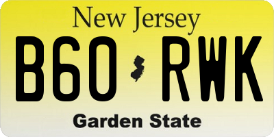 NJ license plate B60RWK