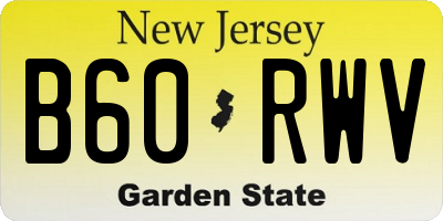 NJ license plate B60RWV