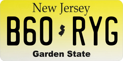 NJ license plate B60RYG