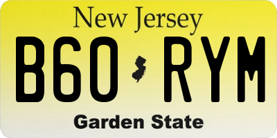 NJ license plate B60RYM