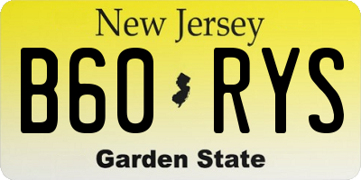 NJ license plate B60RYS