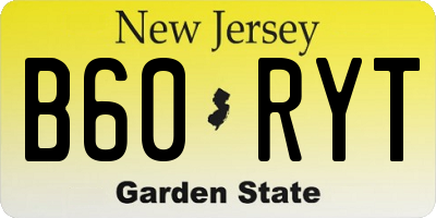 NJ license plate B60RYT