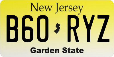 NJ license plate B60RYZ