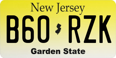 NJ license plate B60RZK
