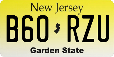 NJ license plate B60RZU