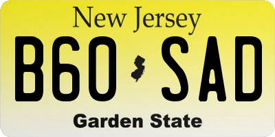 NJ license plate B60SAD