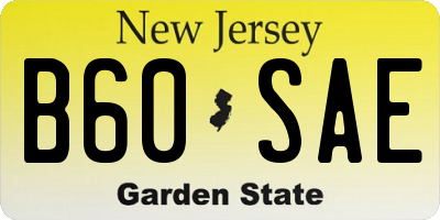 NJ license plate B60SAE