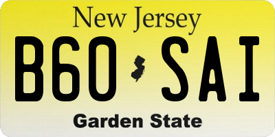 NJ license plate B60SAI