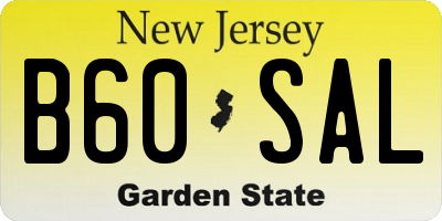 NJ license plate B60SAL